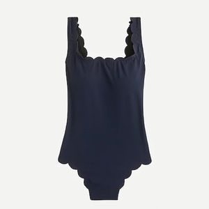 JCrew Scallop piqué scoopback one-piece AU179 navy